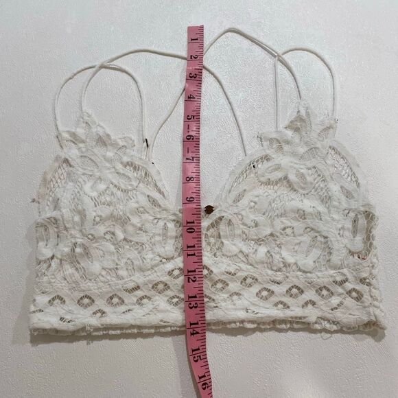 Free People FP One Lace Bralette White Crochet Strappy Boho Top Size L (Flawed) - Picture 9 of 12